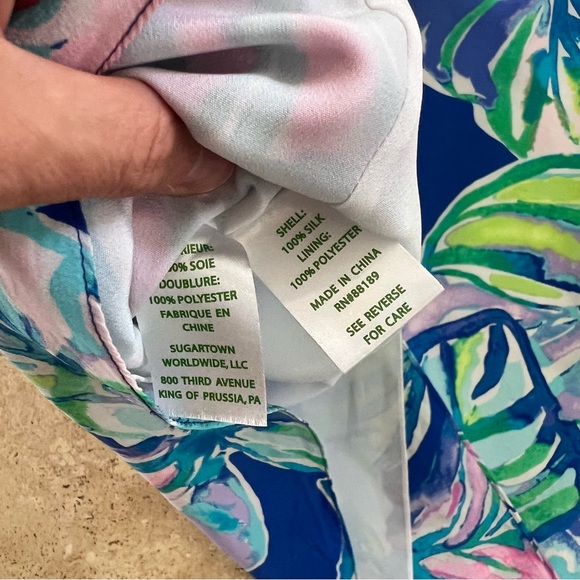 Lilly Pulitzer Silk Jackie Tank Shift Dress Casa Del Sol Blue Pink Tropical - Picture 6 of 7